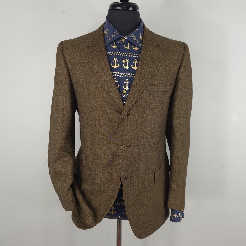 Vintage Towncraft Blazer Mens 42R Brown Check 3 Button Mod Ivy 60s Penneys